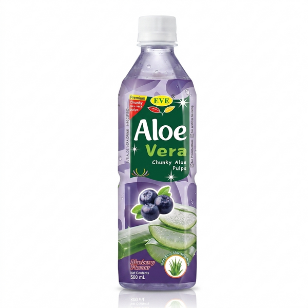 EVE Blueberry Aloe Vera Drink 500ml | Real Aloe Chunks & Berry Flavour